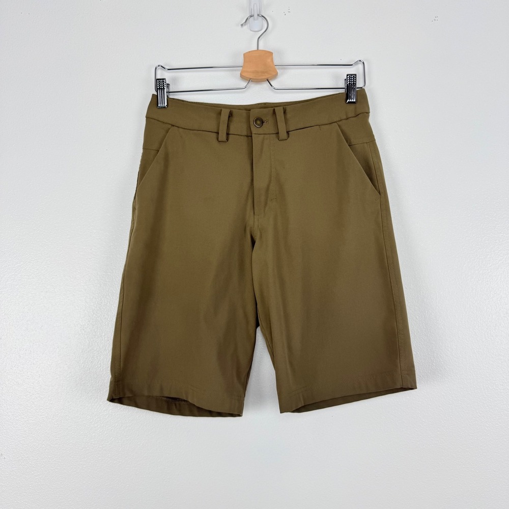 Lululemon The Works Short 10" Warpstreme Mens 28 Brown Khaki Chino Shorts Casual